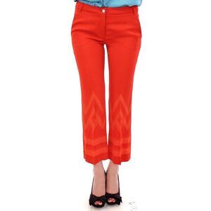 Versace Collection Chevron Detail Cropped Pants Women Red Jeans & Pants